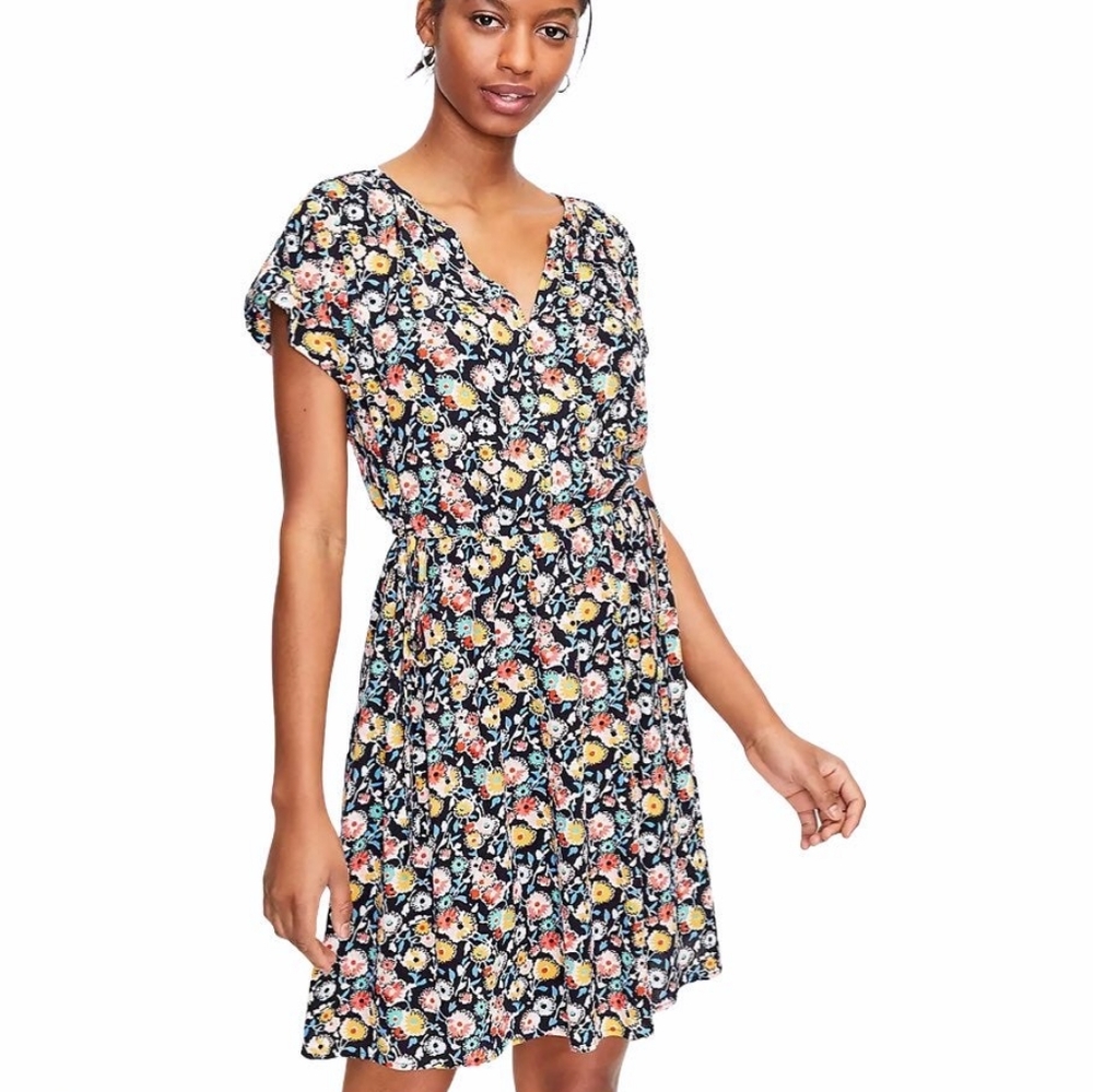 NWT Loft Floral Side Tie Dress XSP